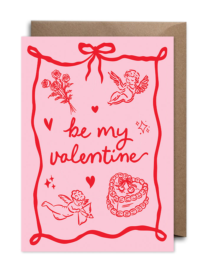 Be My Valentine Card – Pink Coquette Bow Card