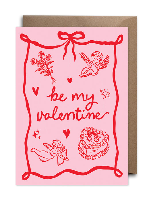 Be My Valentine Card – Pink Coquette Bow Card