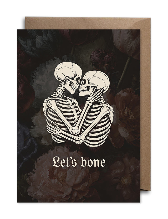 Let's Bone – Funny Dark Romance Skeleton Love Card