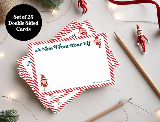 A Note From Your Elf – Set of 25 A6 Double-Sided Note Cards
