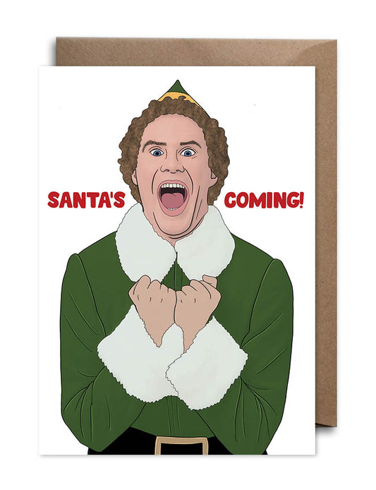 Elf Christmas Card - Santa's Coming!